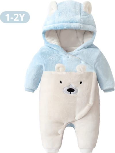 Livano Romper - Berenpakje Baby - Winterpak - Onesie - Teddy - Pakje - Jongen - Meisje - 1-2 Jaar - Licht Blauw