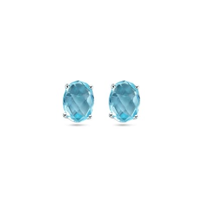 Zilver Gerhodineerd Oorknoppen Blauw Topaas 1337688