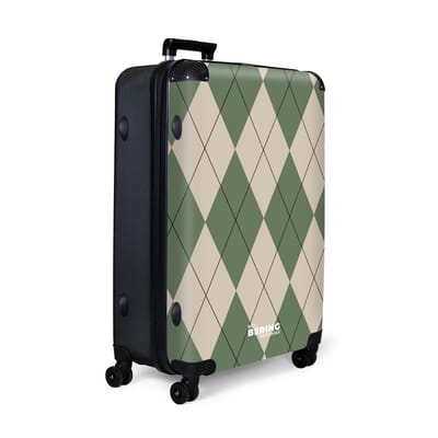 NoBoringSuitcases.com® - Koffer groot - Reiskoffer lichtgewicht - Groen met beige ruitpatroon - Reiskoffer met 4 wielen - Reis trolley - Grote valies XL - Bagagekoffer op wieltjes - 98 - 100 liter bagage - Ruimbagage