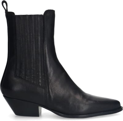 Sacha - Dames - Zwarte leren western laarsjes - Maat 36