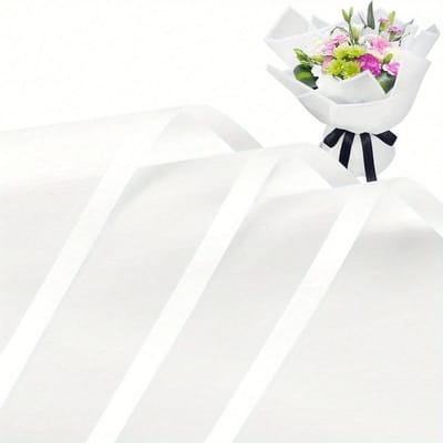 20 Stuks Gouden Rand Verse Bloemen Inpakpapier, Knutselen, Cadeauverpakking Of Cadeaubox Verpakking, Waterdicht Bloemeninpakpapier 22,8 x 22,8 Inch 20P