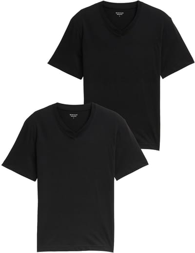 Tom Tailor - T-shirts met V-hals in een set van 2 - Maat S - Black