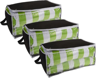 Storage Solutions Opbergtas/beschermhoes - 3x stuks - beddengoed/kleding - zwart - 45 x 30 x 20 cm