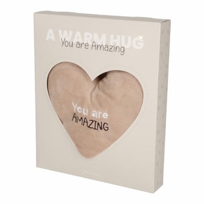 JENS LIVING - Kersenpittenkussen - YOU ARE AMAZING - hartvorm - 17 x 5 x 15 cm