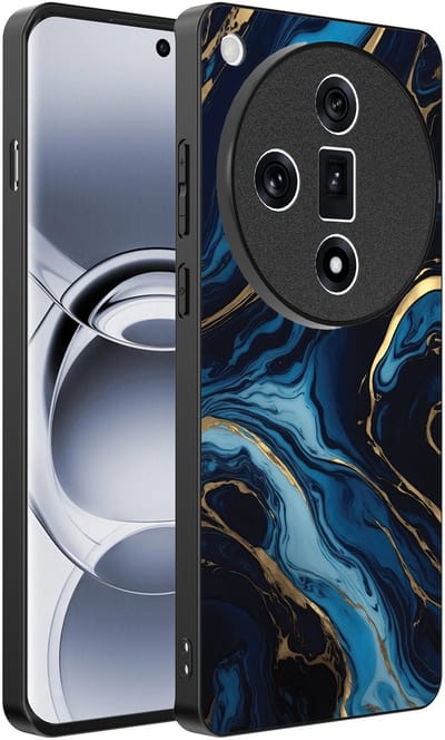 Smartphonica Telefoonhoesje Geschikt voor Oppo Find X7 met marmer opdruk - TPU backcover case gold blue marble design - Goud Blauw geschikt voor Oppo Find X7