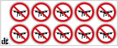 Drones verboden verbodssticker | 5 cm - 10 stuks per vel