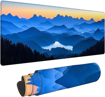 XXL Muismat - Bureauonderlegger Mat - Gaming Kantoor - Antislip Genaaide Randen - 120x60cm - Zonsondergang Landschap