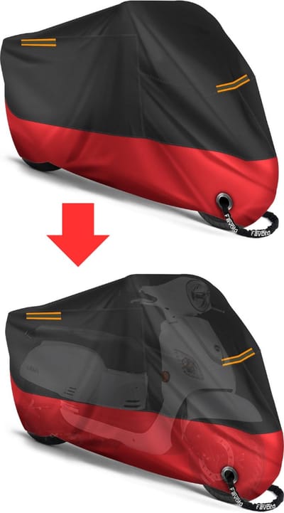 MKSS® Motorhoes Waterdicht Buiten - Scooterhoes - Universeel - Zwart met Rood