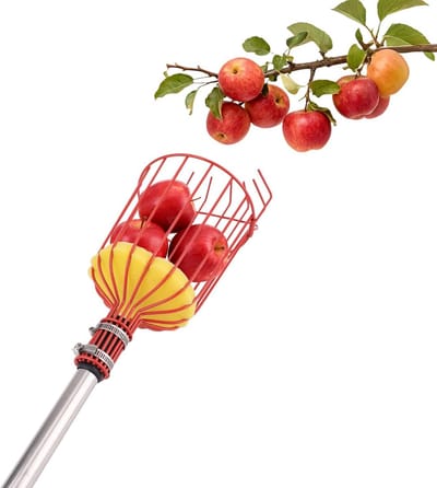 Verstelbare Lange Fruitplukker tot 411cm met Stevige Mand - Ideaal voor Appels, Peren en Citrusvruchten