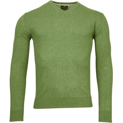 Baileys Trui Uni V-Neck Cotton Single Knit Pastel Groen / male