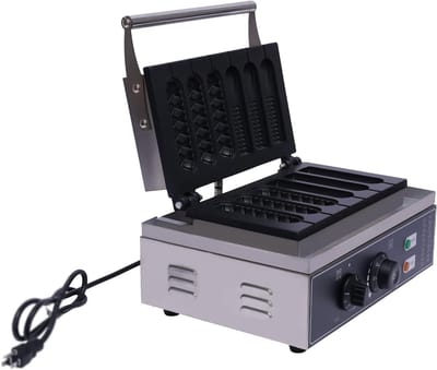 Wafelijzer voor 6 Wafels - Wafelmaker Hotdog Wafels - Bakken voor Horeca - Dubbele Anti-aanbak Platen