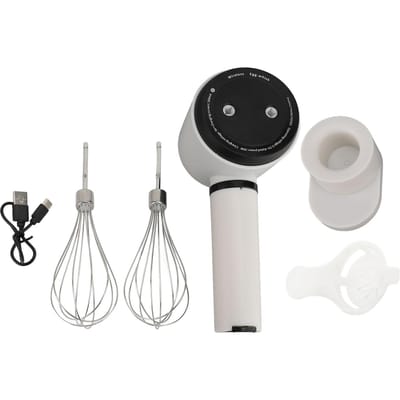 Elektrische Handmixer Dubbele Kop RVS USB Oplaadbaar Lage Snelheid Snoerloos Elektrische Hand L(for 6.5-9kg) white