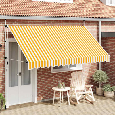 vidaXL - Luifel - handmatig - uittrekbaar - 350 - cm - oranje - en - witte - strepen
