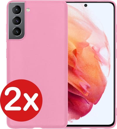 Hoesje - 2 Stuks - Geschikt voor Samsung Galaxy S21 - Sterk & Shockproof - Telefoonhoes - Back Cover - Case Siliconen - Telefoon Hoes - Lichtroze