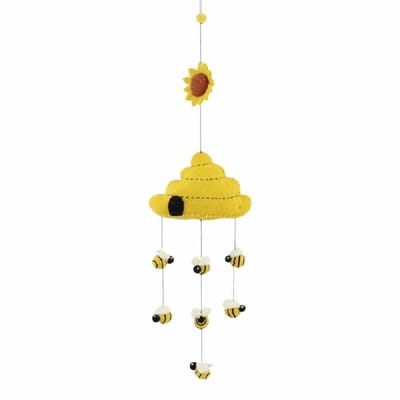 Decoratiemobiel vilt bijen - Vilt - 65x19x5 cm - Geel/zwart - x - Nepal - Yokomeshi -