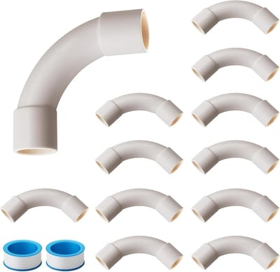 25mm Witte PVC Buizen met 2 Stuks PTFE Tape en Koppelingen voor Slangen en Elektrische Toepassingen - 12 Stuks Set