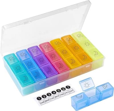 Famanu – Tablettenbox 7 dagen met 3 vakken per dag, draagbaar model voor medicijnen en supplementen