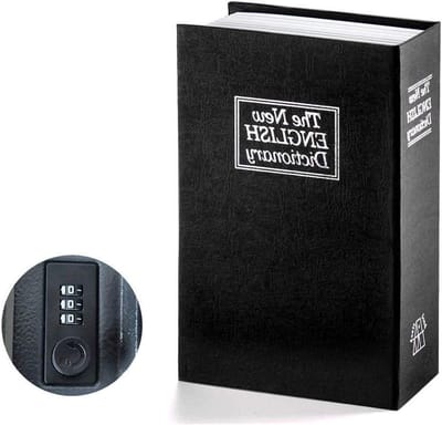 Boekenkluis Cijferslot - Geheime Opberger - Waardevolle Spullen - Draagbaar Ontwerp - Klein 180mm - Zwart
