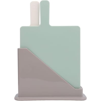 4 STUKS Plastic Snijplanken Set Kleurgecodeerde Hakplanken met Opbergstandaard voor Thuiskeuken gray