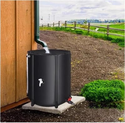 Opvouwbare Regenton - Waterton PVC - Regenwater Opvangen - Dubbele Kraan Lekvrij - 50L-1350L - Zwart