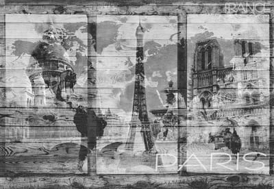 Fotobehang Paris City Map Vintage | XL - 208cm x 146cm | 130g/m2 Vlies