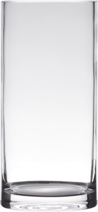 Hakbijl Glass Vaas - cilinder vorm - transparant - 40 x 12 cm - home-basics vazen - Bloemen/takken/boeketten vaas voor binnen gebruik