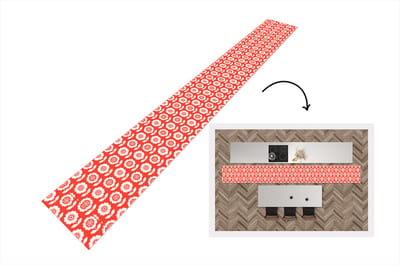 Keukenloper 400x50 cm - Keukenmat vinyl Bloemen - Patroon - Rood - Keukenmatten loper - Keuken vloerkleed tapijt