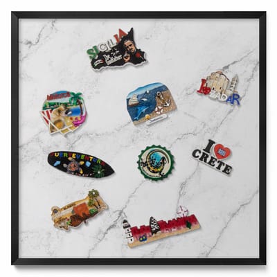 Tulup Magneetbord met Zwarte Frame - Wit Magneetbord met Patronen - 50 cm x 50 cm - Delicate lichte marmer - Magnetisch Bord Foto Bevestiging - Design Magneetbord met Frame - Magnetisch Bord Muurbevestiging