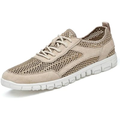 Casual Schoenen Nieuwe Zomer Mesh Herenschoenen Lichtgewicht Ademend Mode Loafers Outdoor Sneaker Platte Wandelschoenen 38 beige