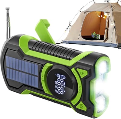 Draagbare Radio - AM FM - Outdoor Avonturen - Zonne-energie Generator - 5000mAh Accu - Groen