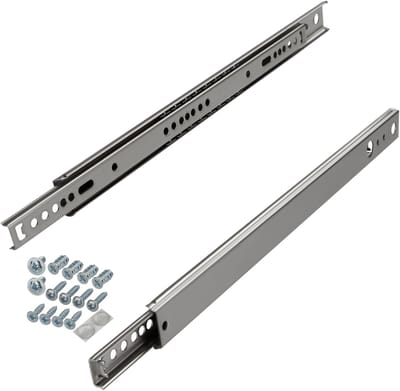 SOTECH 1 paar Gedeeltelijk uittrekbare ladegeleiders KT-15-H27-L246-NF-MS 246 mm standaard uitvoering, draagvermogen 15 kg, telescopische loper incl. schroevenset
