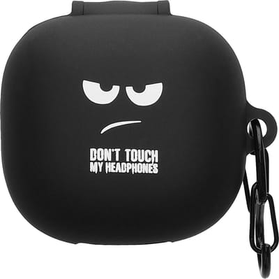 kwmobile Hoes geschikt voor Anker soundcore P40i - Siliconen cover voor oordopjes in wit / zwart / zwart - Don't Touch My Headphones design