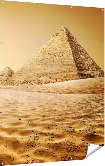 Gards Tuinposter Egyptische Piramides - Egypte - 120x160 cm - Tuindoek - Tuindecoratie - Wanddecoratie buiten - Tuinschilderij