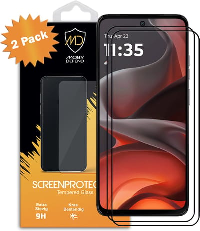 2-Pack MobyDefend Screenprotectors - Geschikt voor Motorola Moto G15 - Screensavers Met Zwarte Randen - Gehard Glas