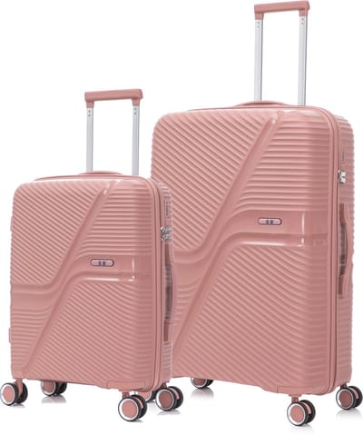 SB Travelbags 2 delige bagage kofferset 4 dubbele wielen trolley - Rosegoud - 75cm/55cm