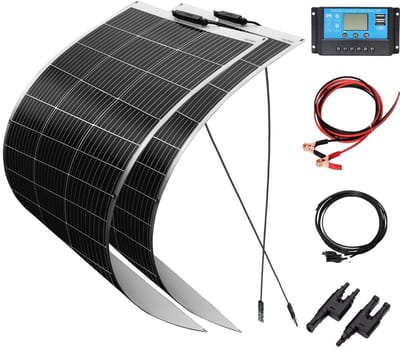 Flexibele Zonnekit - Zonnepaneel Set - Accu Opladen - Monokristallijn Paneel - 106 x 55 cm - Zwart