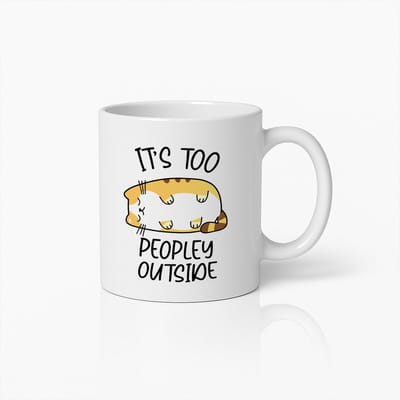 Grappige Kattenmok - "Het Is Te Druk Buiten" Schattig Lui Kattenontwerp