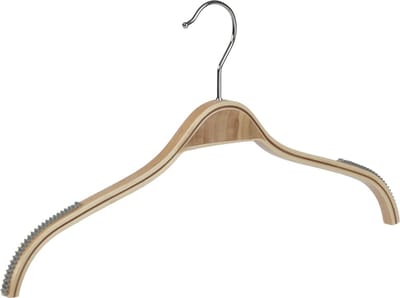 De Kledinghanger Gigant - Kledinghanger - Volwassenen - 7770 - 50 Stuks - Blousehanger - Shirthanger - Berkenhout - Naturel Gelakt - Anti-slip op Schouders - 46 cm - Kleerhanger (7770/50)