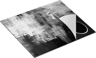 Chefcare Inductie Beschermer Abstracte Kunst - Penseelstreken - Zwart Wit - 60x50 cm - Afdekplaat Inductie - Kookplaat Beschermer - Inductie Mat