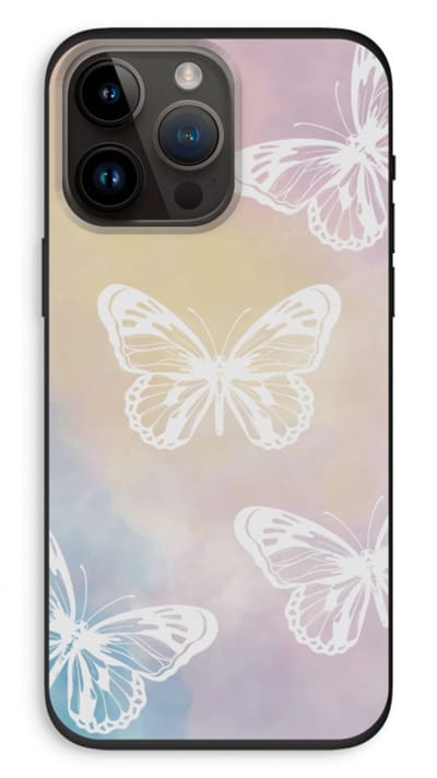 Case Company® - Hoesje geschikt voor iPhone 14 Pro Max hoesje - White butterfly - Biologisch Afbreekbaar Telefoonhoesje - Bescherming alle Kanten en Schermrand