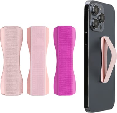 kwmobile vingerhouder voor smartphone - Vingergreep voor telefoon - Zelfklevende finger holder - Set van 3 - In poederroze / roze / roségoud