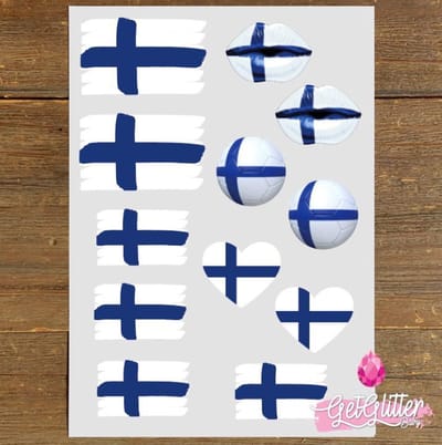 GetGlitterBaby® Plak Tattoos Voetbal / Tijdelijke Tattoo Sticker / Nep Tatoeage / Gezicht en Lichaam Schmink Versiering - Finland / Finse Vlag