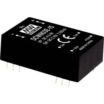 MEAN WELL DCWN03E-15 DC/DC-convertermodule 100 mA 3 W Aantal uitgangen: 2 x Inhoud 1 stuk(s)