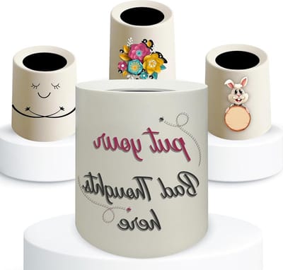 Ronde 12L Prullenbak met afneembaar deksel voor badkamer slaapkamerdecoratie - Quote Print