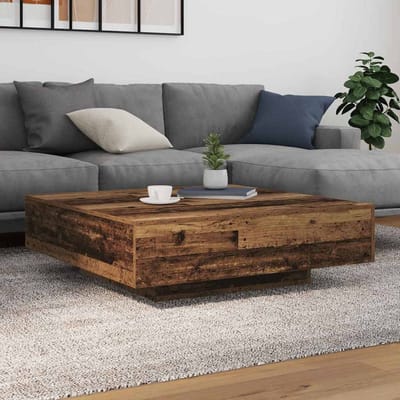 vidaXL - Salontafel - met - LED - Stripverlichting - Oud - hout - 100 - x - 100 - x - 31 - cm