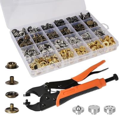 Duurzame Drukknopen Set met Tangen, 100 Sets van 15 mm Metaal Drukknopen voor Boothoezen, Leren Projecten en DIY Creaties