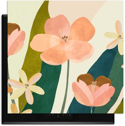 KitchenArt - Soft Petals - Inductie Beschermer - 60x52 cm - Kookplaat Beschermer - Luxe Afdekplaat Inductieplaat - Anti-slip & Oprolbaar - Beschermmat Inductiekookplaat