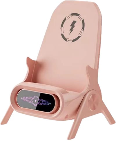 longziming -Draadloos Snellaadstation 15W – Snelle Stoel Oplader Stand voor Mobiele Telefoon – Horizontaal & Verticaal Gebruik – Universeel, Met Geluidsversterking – Magnetische Telefoon Houder Draadloos Opladen