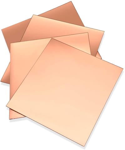 4PCS Zuiver koperplaten 10x10cm, 0.5mm dikte, Zuiverheid koper 99.9%, vierkant Zuiver Koperplaat voor sieraden DIY Ambachten model schilderen