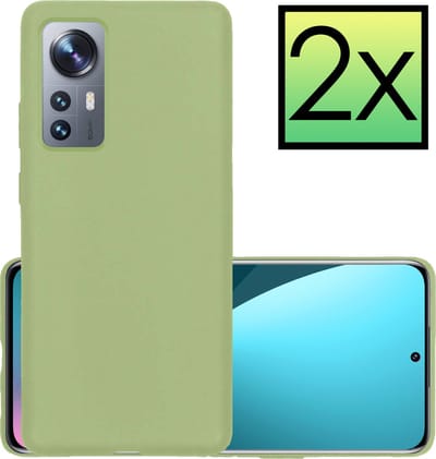 Hoesje - 2 Stuks - Geschikt voor Xiaomi 12 - Sterk & Shockproof - Case Siliconen - Back Cover - Telefoon Hoes - Groen